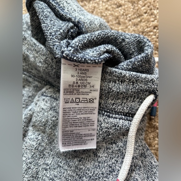 Gap Toddler Heather Blue/Grey Fleece Joggers Sz 3T GUC w/pockets tie waist - Picture 7 of 7